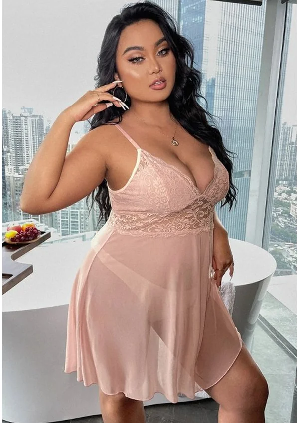 Azure Elegance Plus Nightdress - Beige color thumbnail