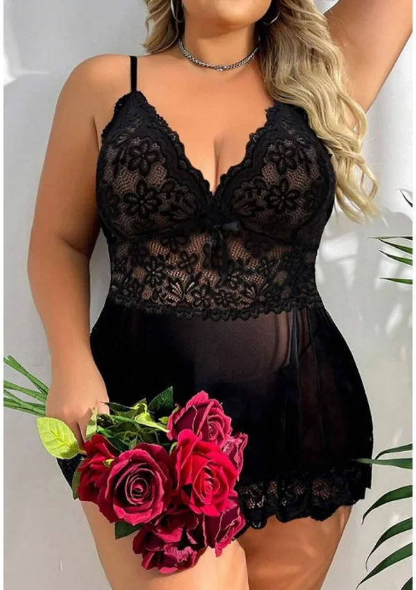 Midnight Bloom Lace Plus Babydoll - Product image 2