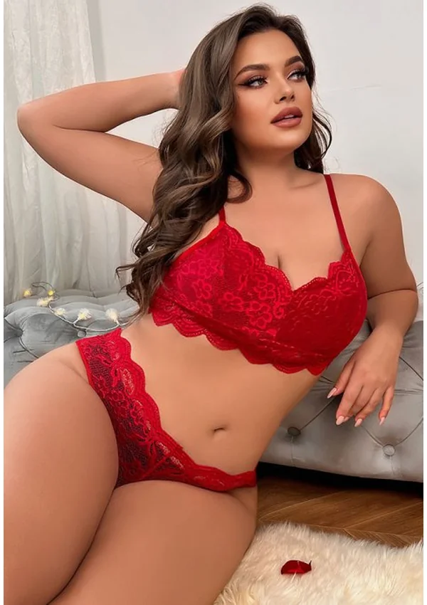 Sweet Bliss Plus Bra Set - Red color thumbnail