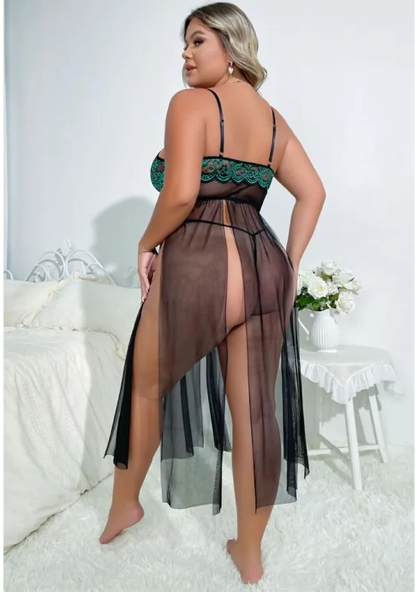 Emerald Dream Plus Gown - Green/Black color thumbnail