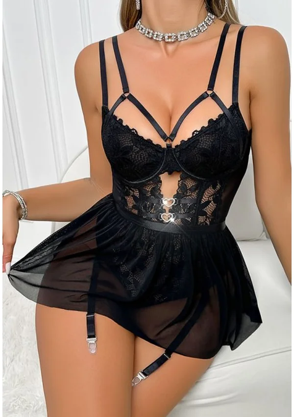 Midnight Charm Lace Teddy Set - Product image 4