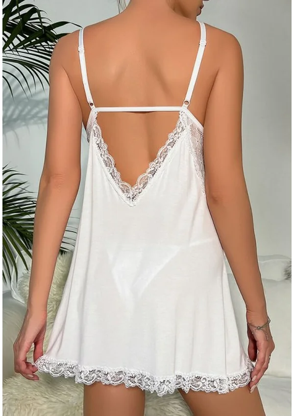Midnight Lace Nightdress - White color thumbnail