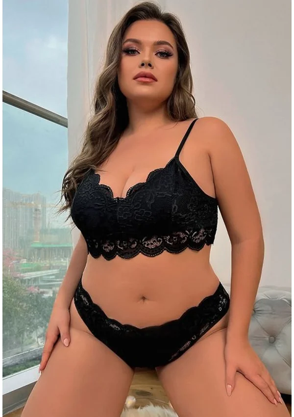 Sweet Bliss Plus Bra Set - Black color thumbnail