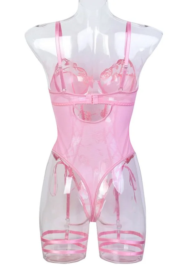 Rose Desire Lace-Up Teddy - Pink color thumbnail