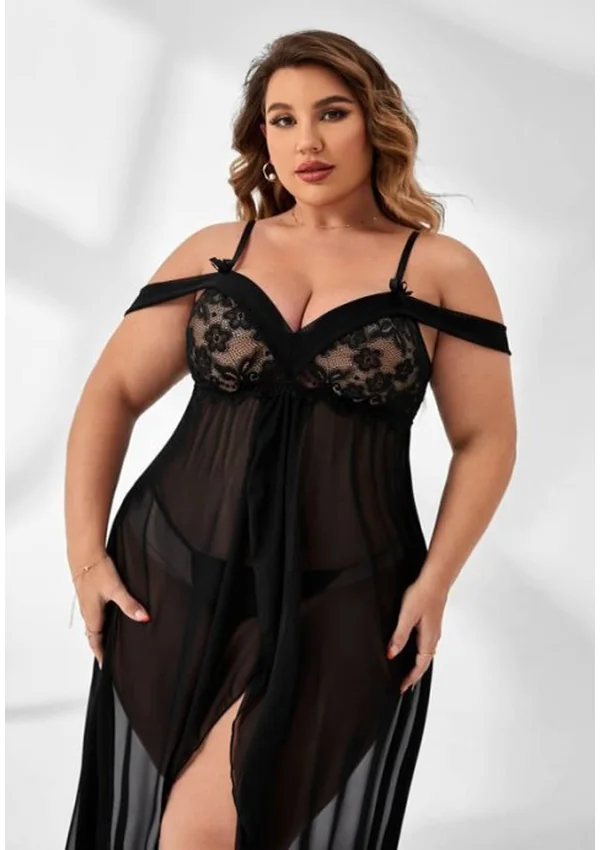 Moonlit Desire Plus Gown - Black color thumbnail