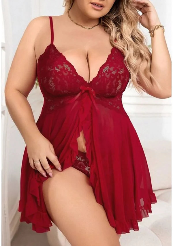 Scarlet Bloom Plus Babydoll - Burgundy color thumbnail