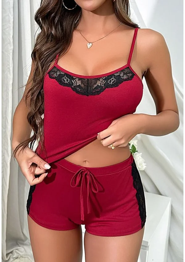 Ruby Lace Lounge Set - Red color thumbnail