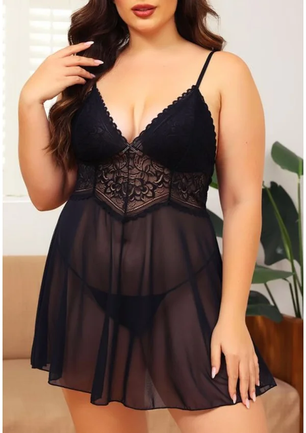 Midnight Charm Lace Plus Nightgown - Product image 1