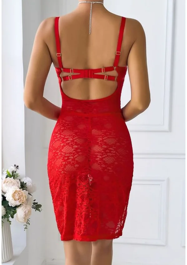 Scarlet Temptress Lace Chemise - Red color thumbnail