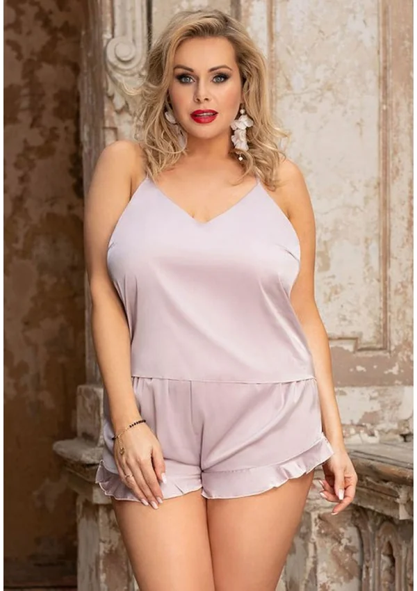 Midnight Satin Elegance Plus Lounge Set - Blush color thumbnail