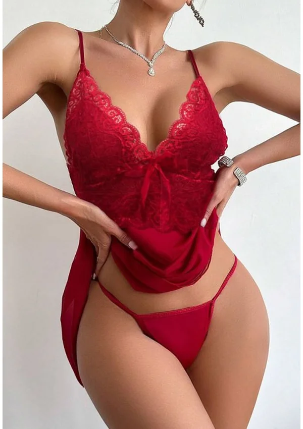 Scarlet Embrace Babydoll - Burgundy color thumbnail