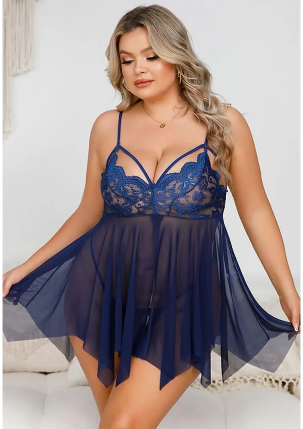 Starlit Romance Plus Babydoll - Navy color thumbnail