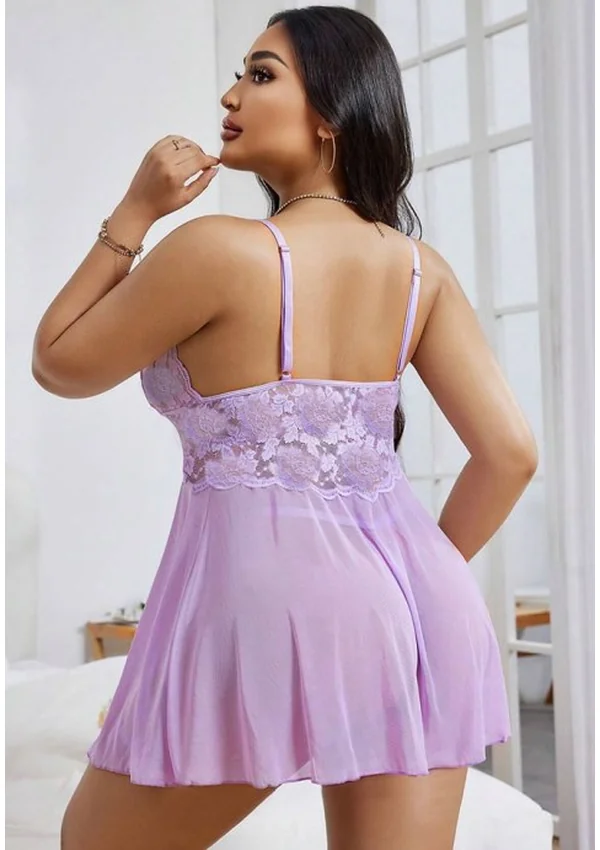 Lavender Lace Desire Plus Babydoll - Lavender color thumbnail