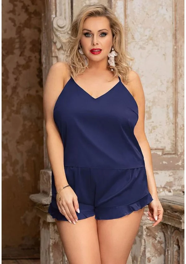 Midnight Satin Elegance Plus Lounge Set - Dark Blue color thumbnail