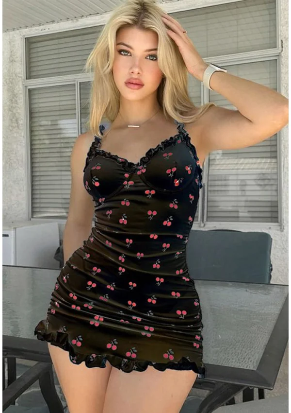 Sweet Cherry Chemise - Black color thumbnail