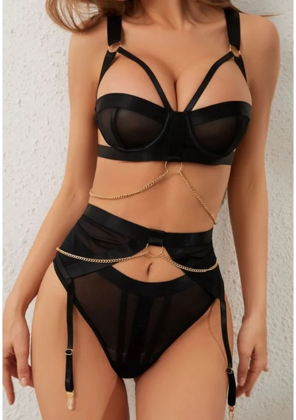 Golden Bond Lingerie Set - Black color thumbnail