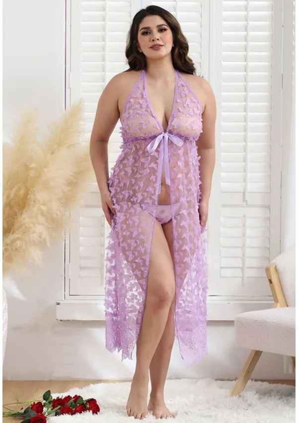 Butterfly Whisper Plus Gown - Light Purple color thumbnail
