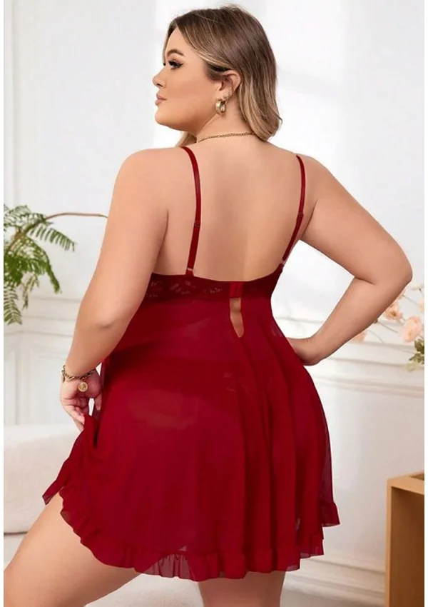 Scarlet Bloom Plus Babydoll - Burgundy color thumbnail