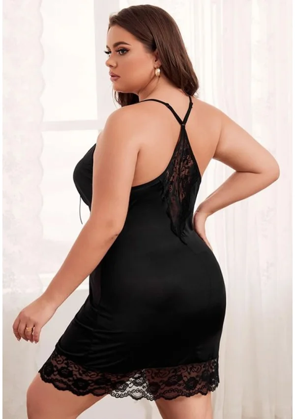 Midnight Allure Lace Plus Nightgown - Black color thumbnail
