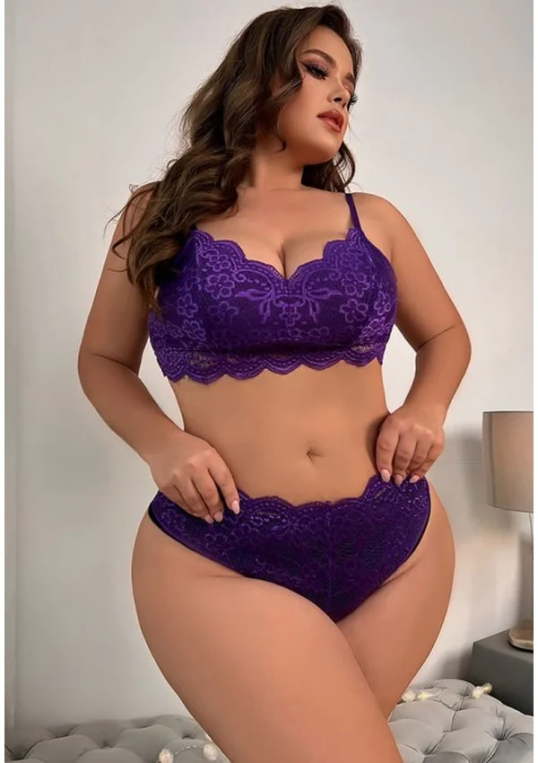 Sweet Bliss Plus Bra Set - Purple color thumbnail