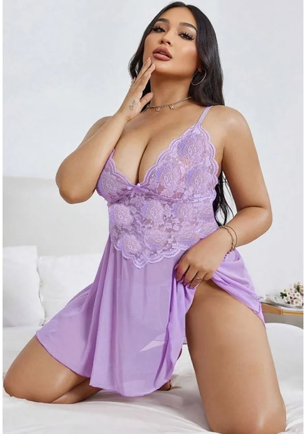 Lavender Lace Desire Plus Babydoll - Lavender color thumbnail