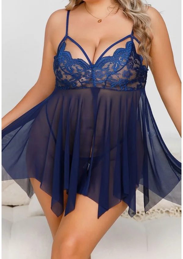 Starlit Romance Plus Babydoll - Navy color thumbnail