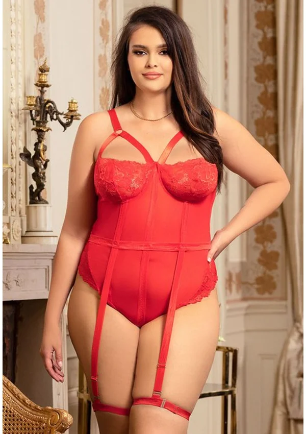Scarlet Seduction Plus Teddy - Red color thumbnail