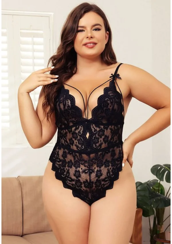 Ruby Lace Plus Teddy - Black color thumbnail