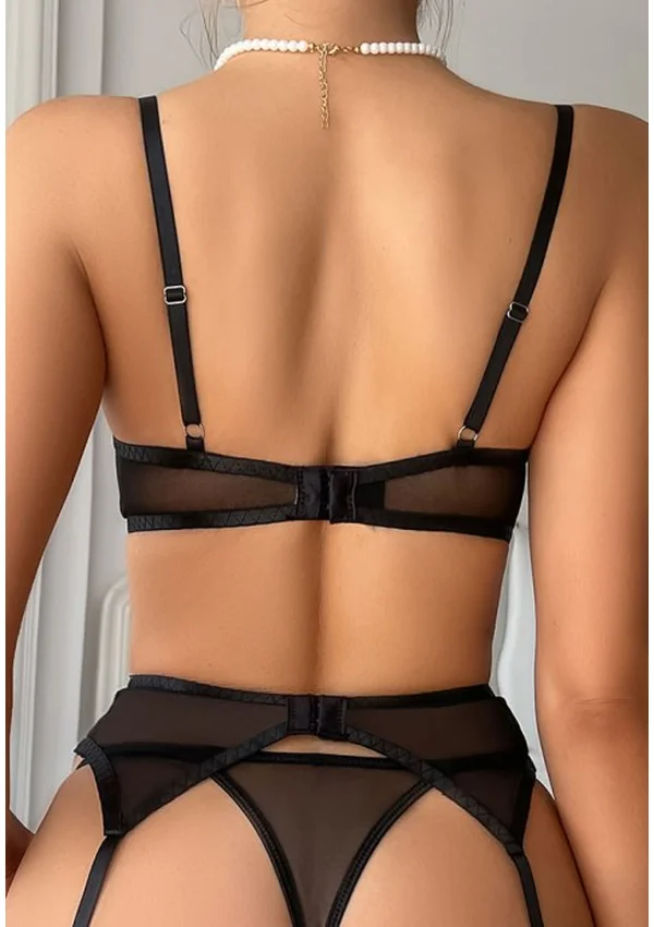 Radiant Bloom Lingerie Set - Black/Floral color thumbnail