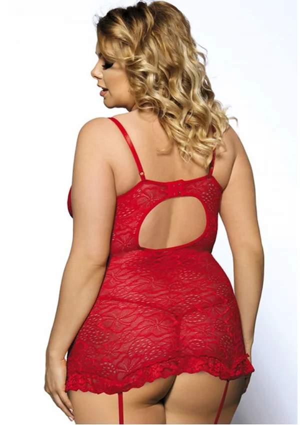 Midnight Lace Plus Chemise - Red color thumbnail