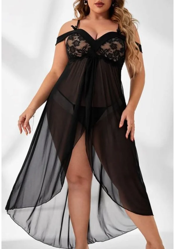 Moonlit Desire Plus Gown - Black color thumbnail