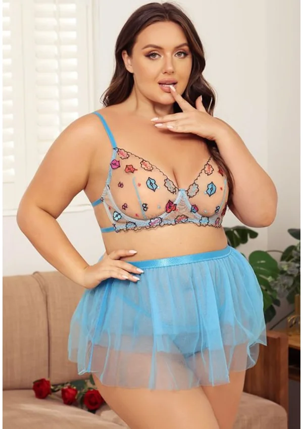 Blue Blossom Lingerie Plus Set - Light Blue/Print color thumbnail