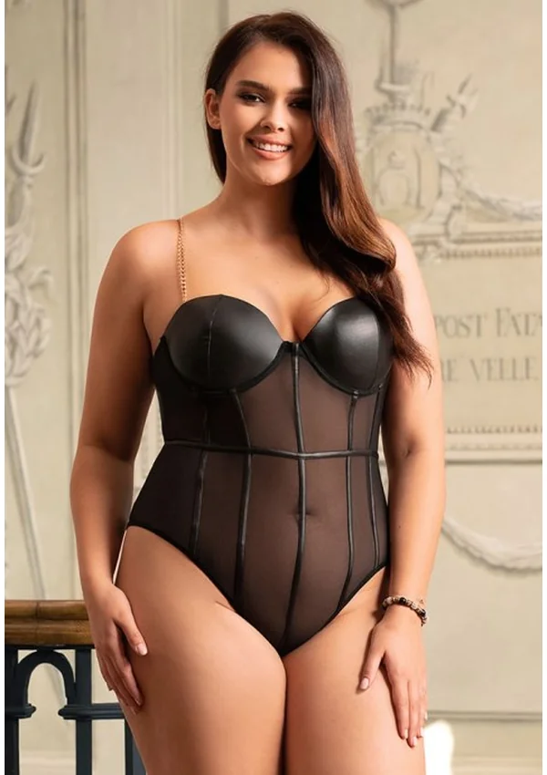 Obsidian Elegance Corset Plus Teddy - Black color thumbnail
