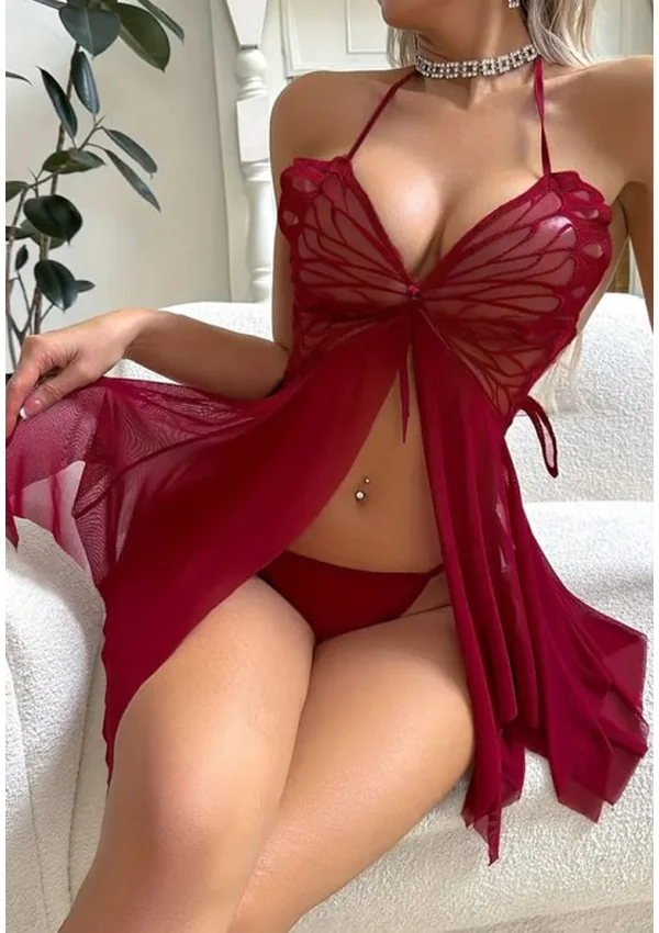 Butterfly Bliss Babydoll - Burgundy color thumbnail