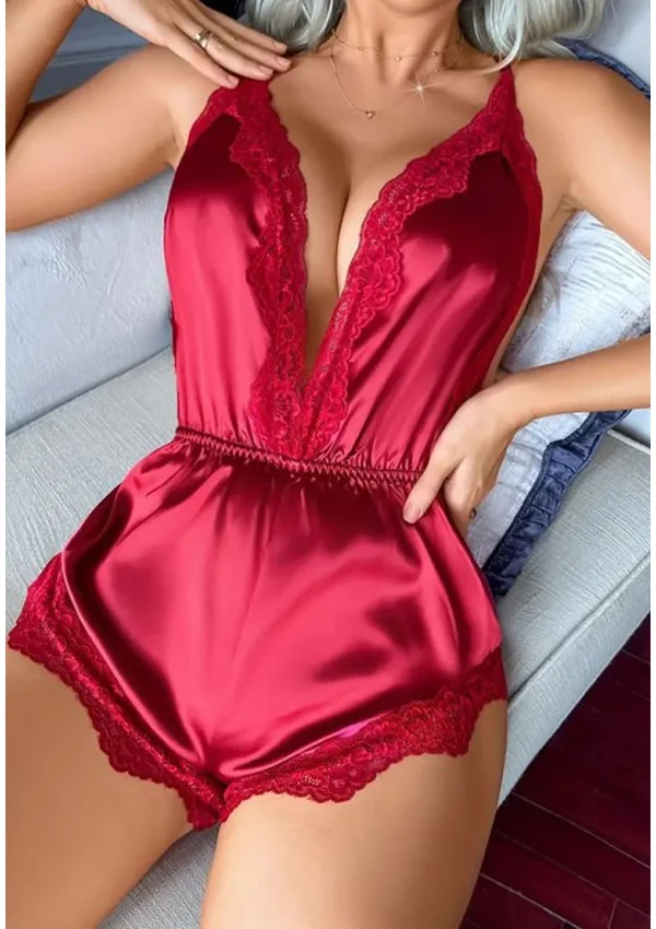 Satin Desire Lace Romper - Product image 4