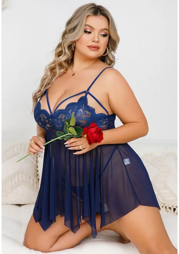 Starlit Romance Plus Babydoll - Navy color thumbnail