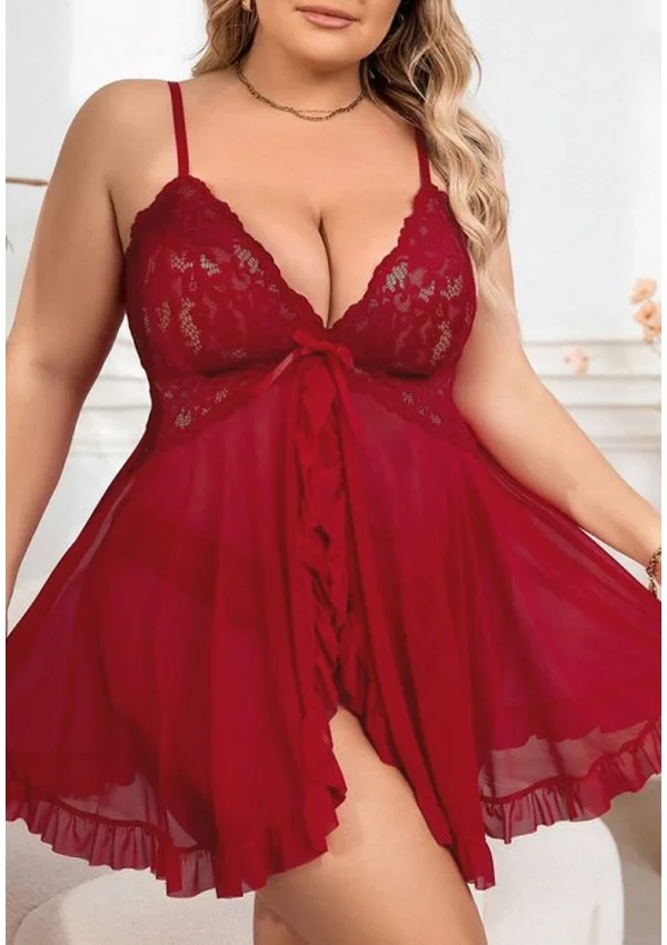 Scarlet Bloom Plus Babydoll - Burgundy color thumbnail