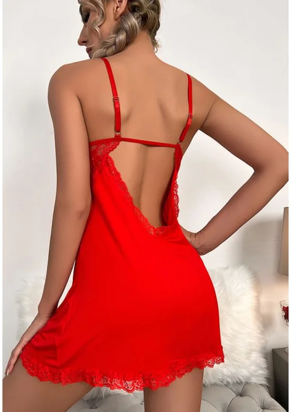 Midnight Lace Nightdress - Red color thumbnail