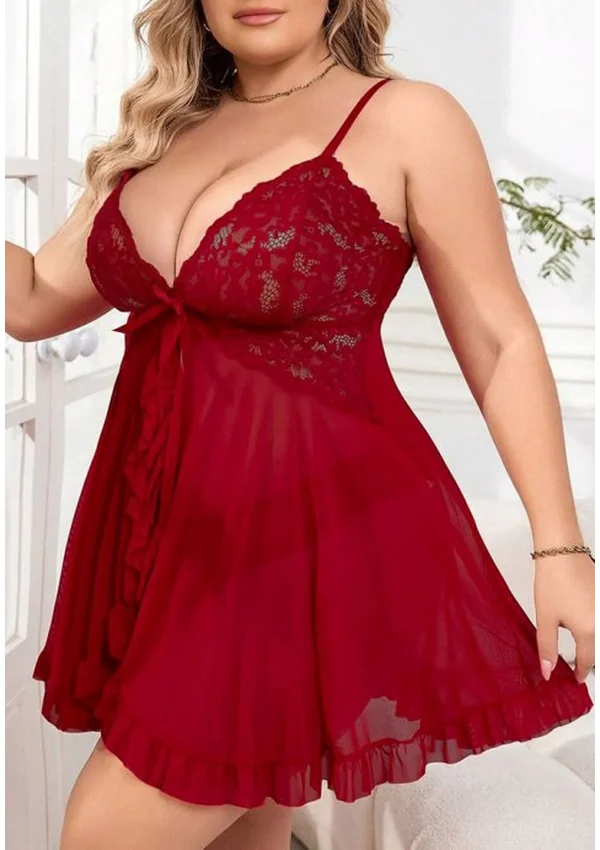 Scarlet Bloom Plus Babydoll - Burgundy color thumbnail