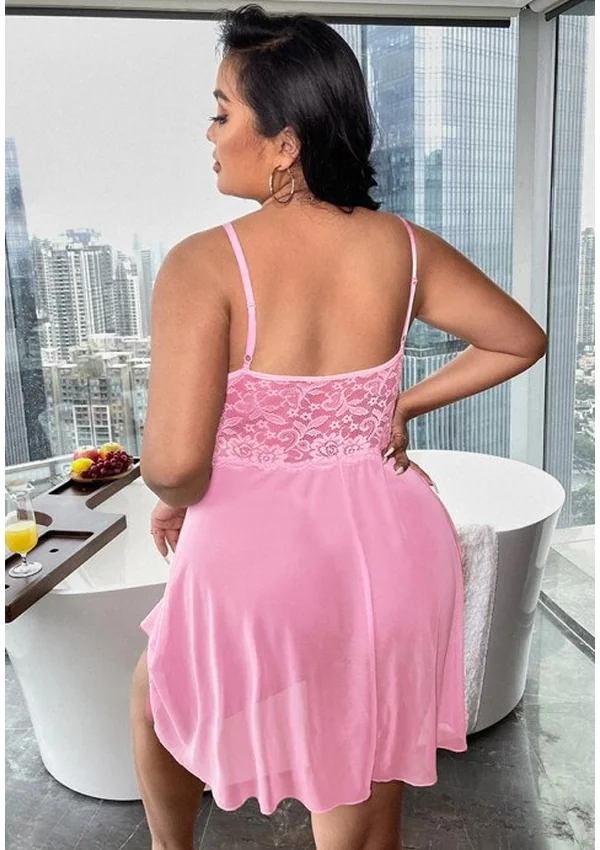 Azure Elegance Plus Nightdress - Pink color thumbnail