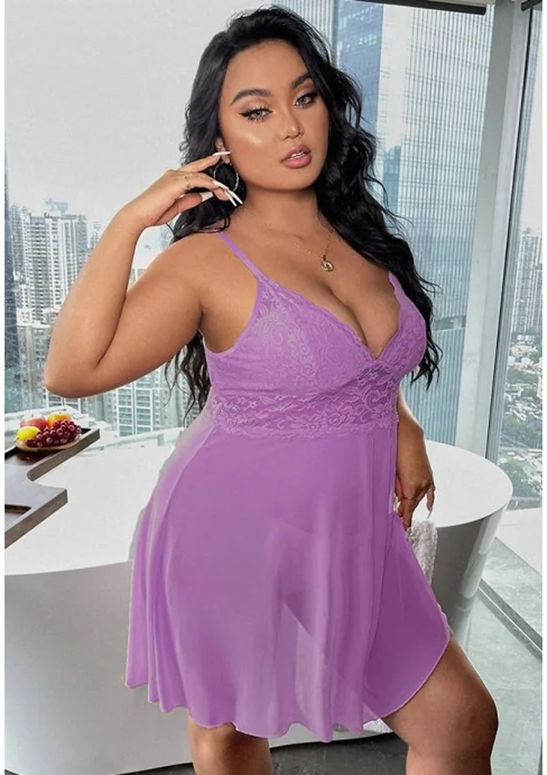 Azure Elegance Plus Nightdress - Purple color thumbnail