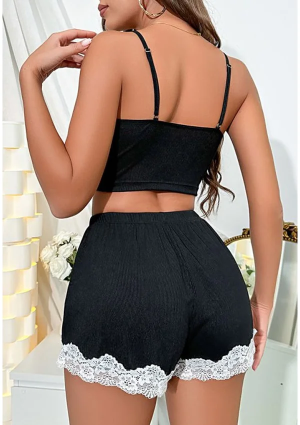 Luxe Lace Lounge Set - Black color thumbnail