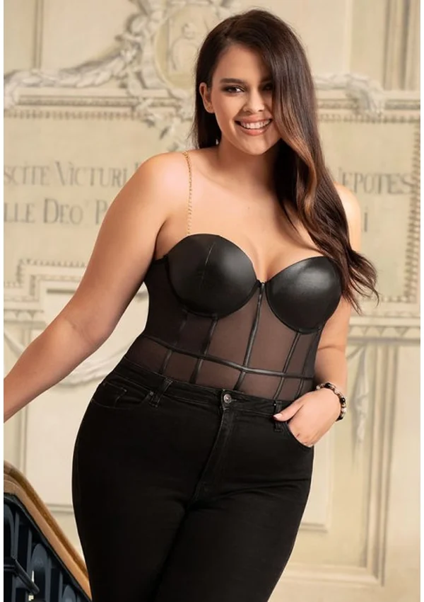 Obsidian Elegance Corset Plus Teddy - Black color thumbnail