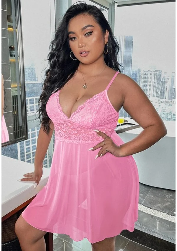 Azure Elegance Plus Nightdress - Pink color thumbnail