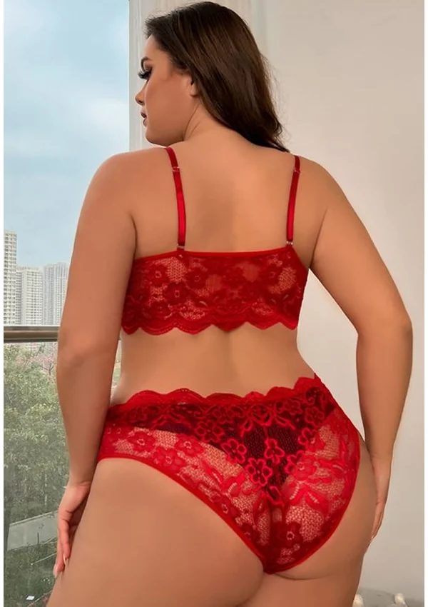 Sweet Bliss Plus Bra Set - Red color thumbnail