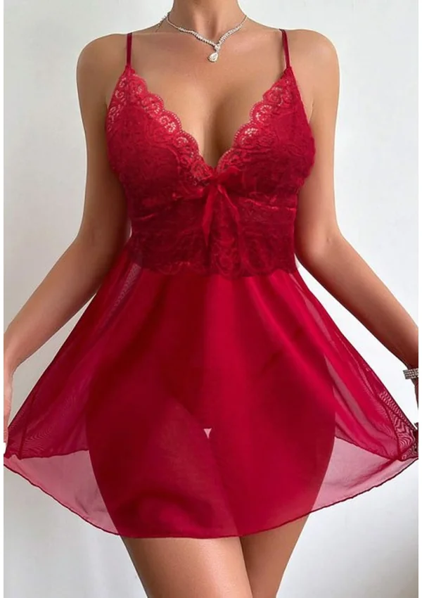 Scarlet Embrace Babydoll - Burgundy color thumbnail
