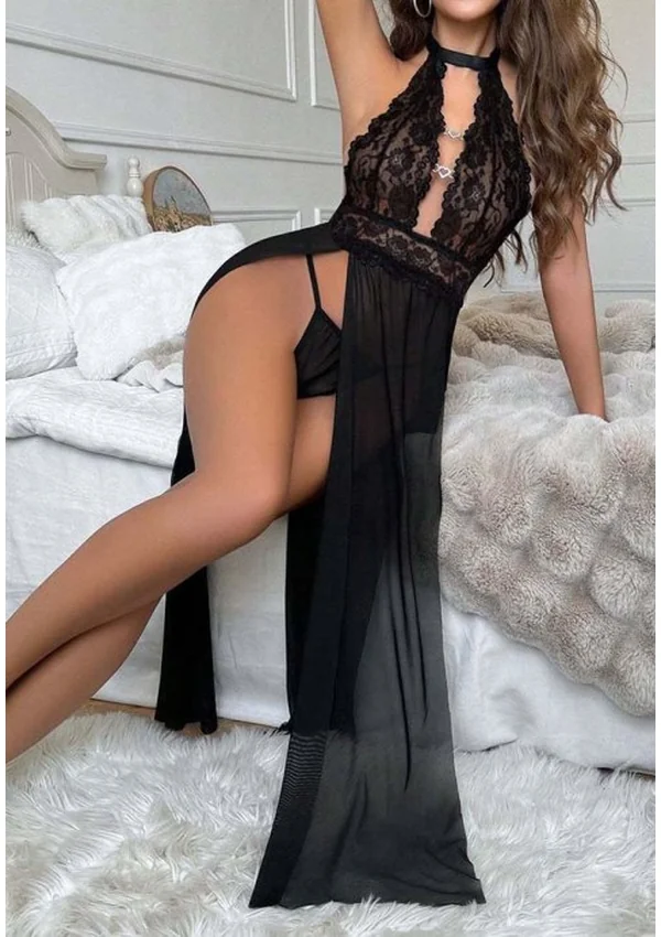 Allure Sheer Gown - Black color thumbnail