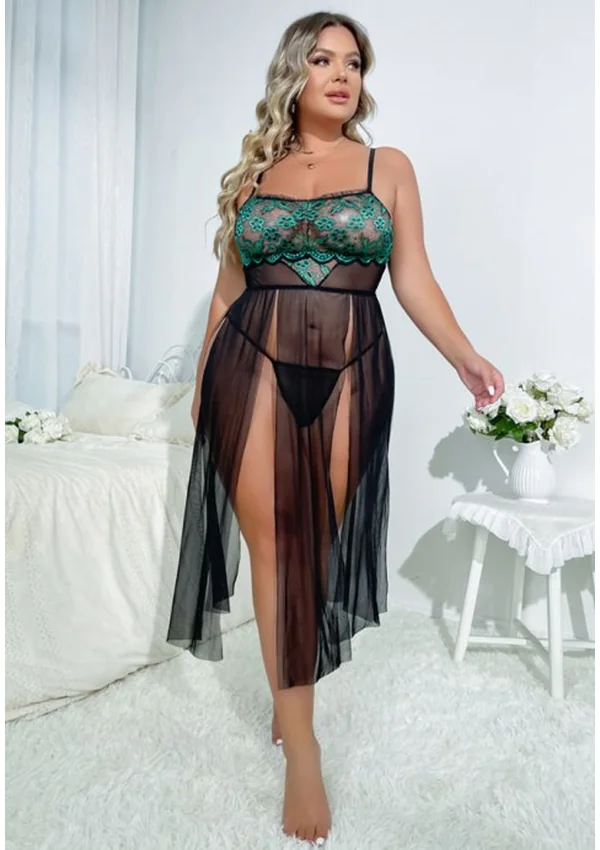 Emerald Dream Plus Gown - Green/Black color thumbnail