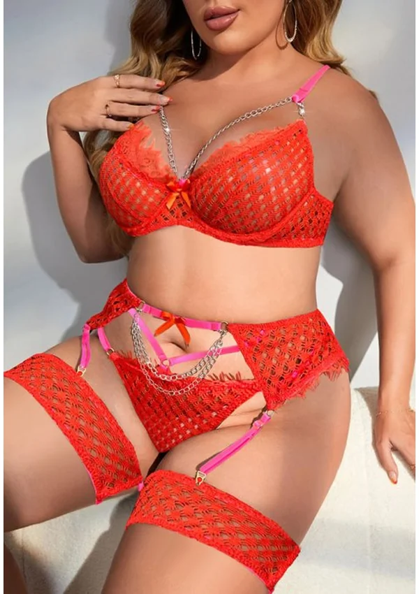 Fiery Passion Lace Lingerie Plus Set - Product image 1