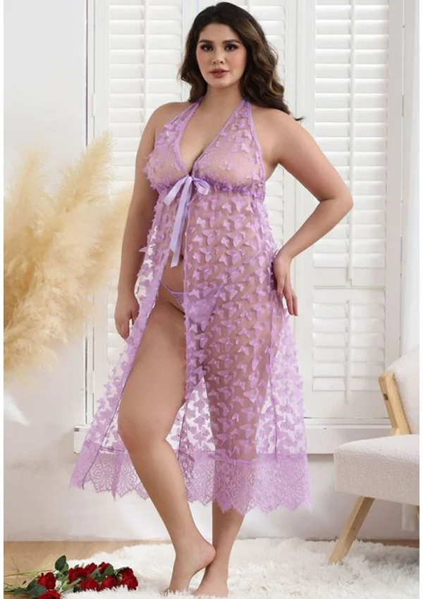 Butterfly Whisper Plus Gown - Light Purple color thumbnail
